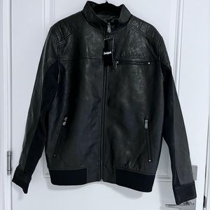 NWT - Desigual Men’s Zip Up Biker Jacket - Vegan Leather+Denim - Size L & XL